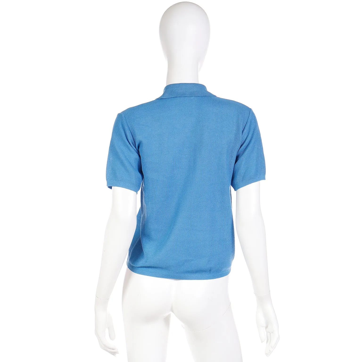 1970s Yves Saint Laurent Blue Cotton Short Sleeve Polo Shirt