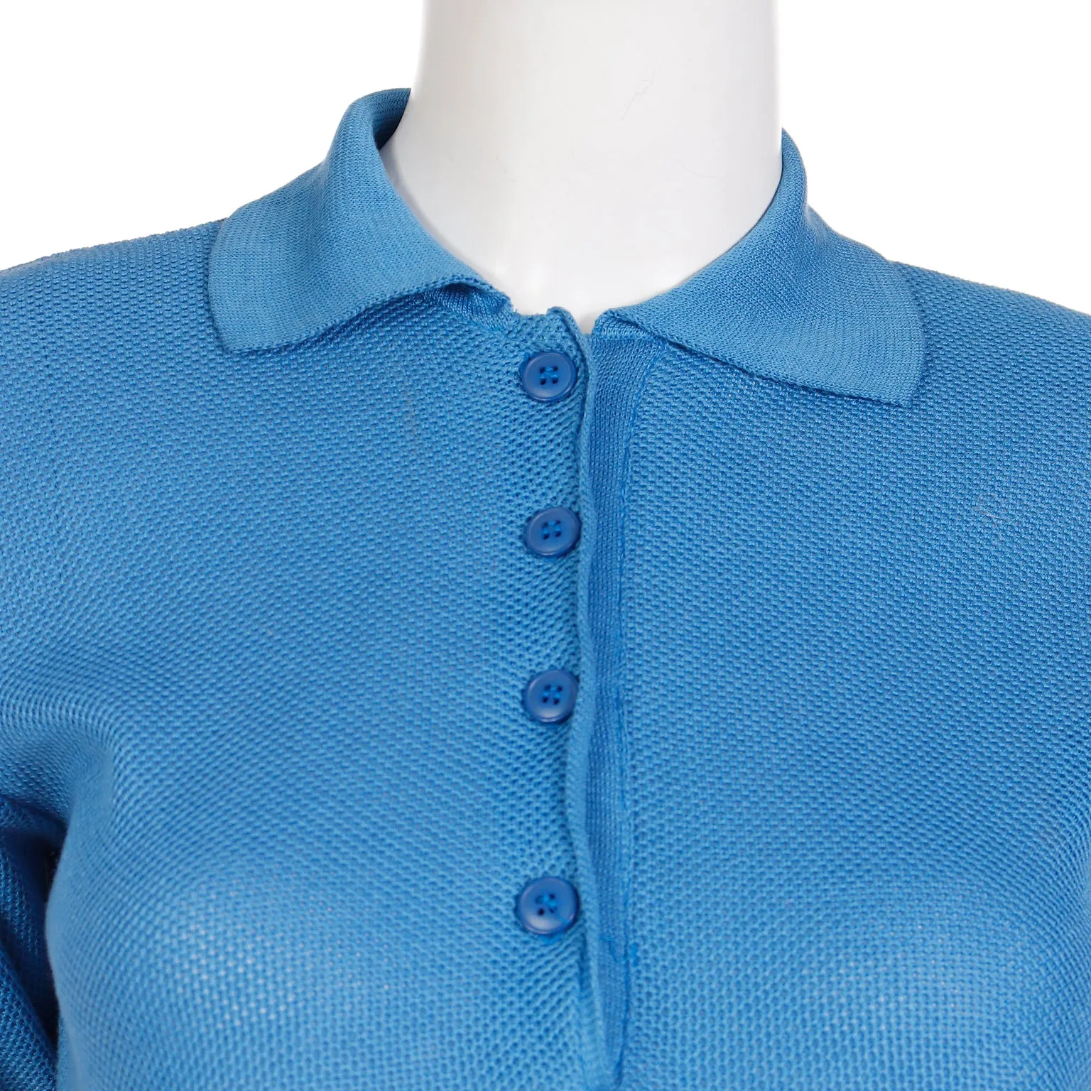 1970s Yves Saint Laurent Blue Cotton Short Sleeve Polo Shirt