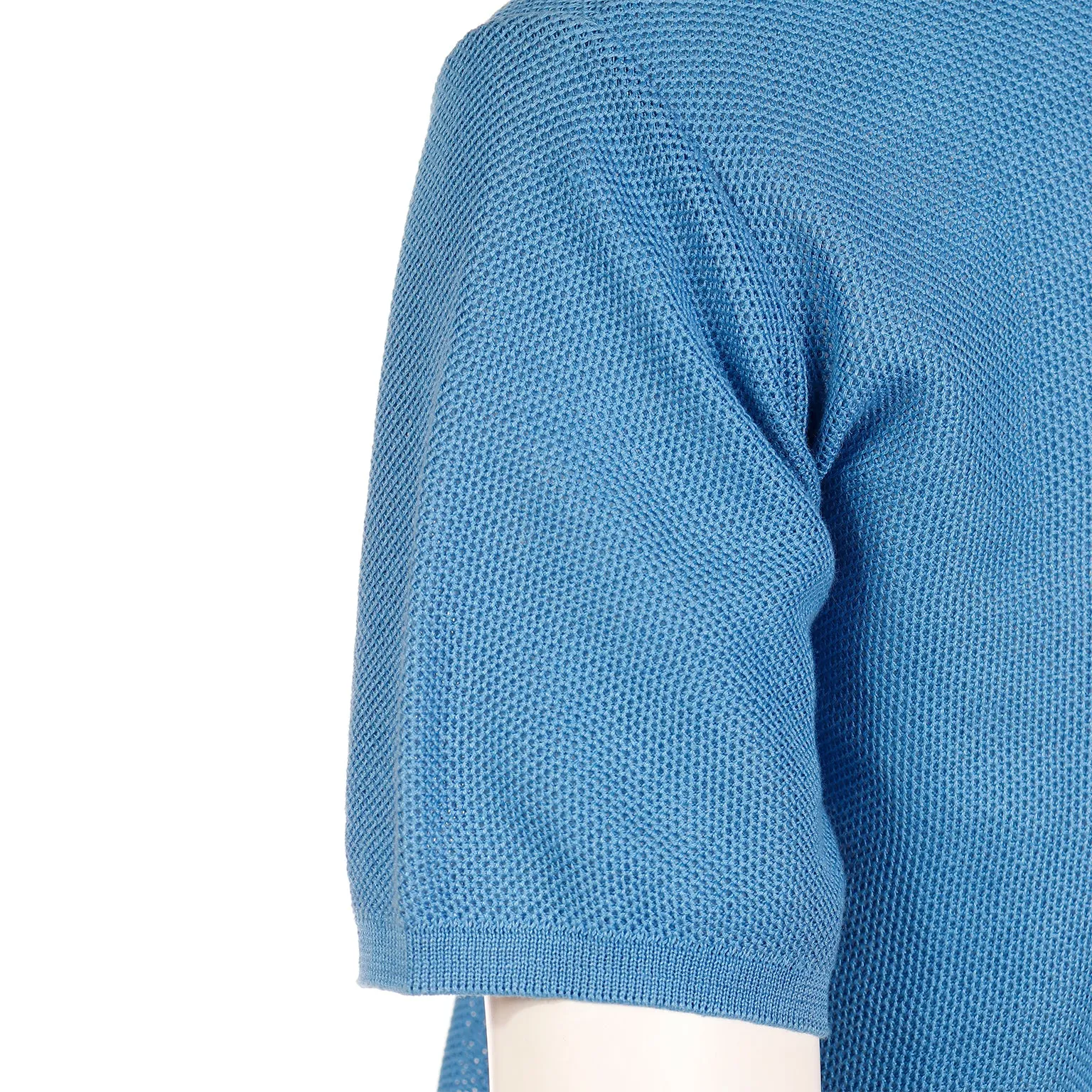 1970s Yves Saint Laurent Blue Cotton Short Sleeve Polo Shirt