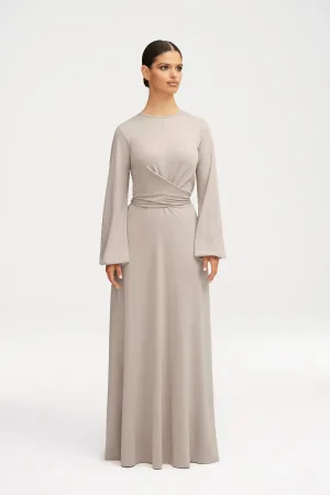 Alice Jersey Tie Waist Maxi Dress - Light Grey