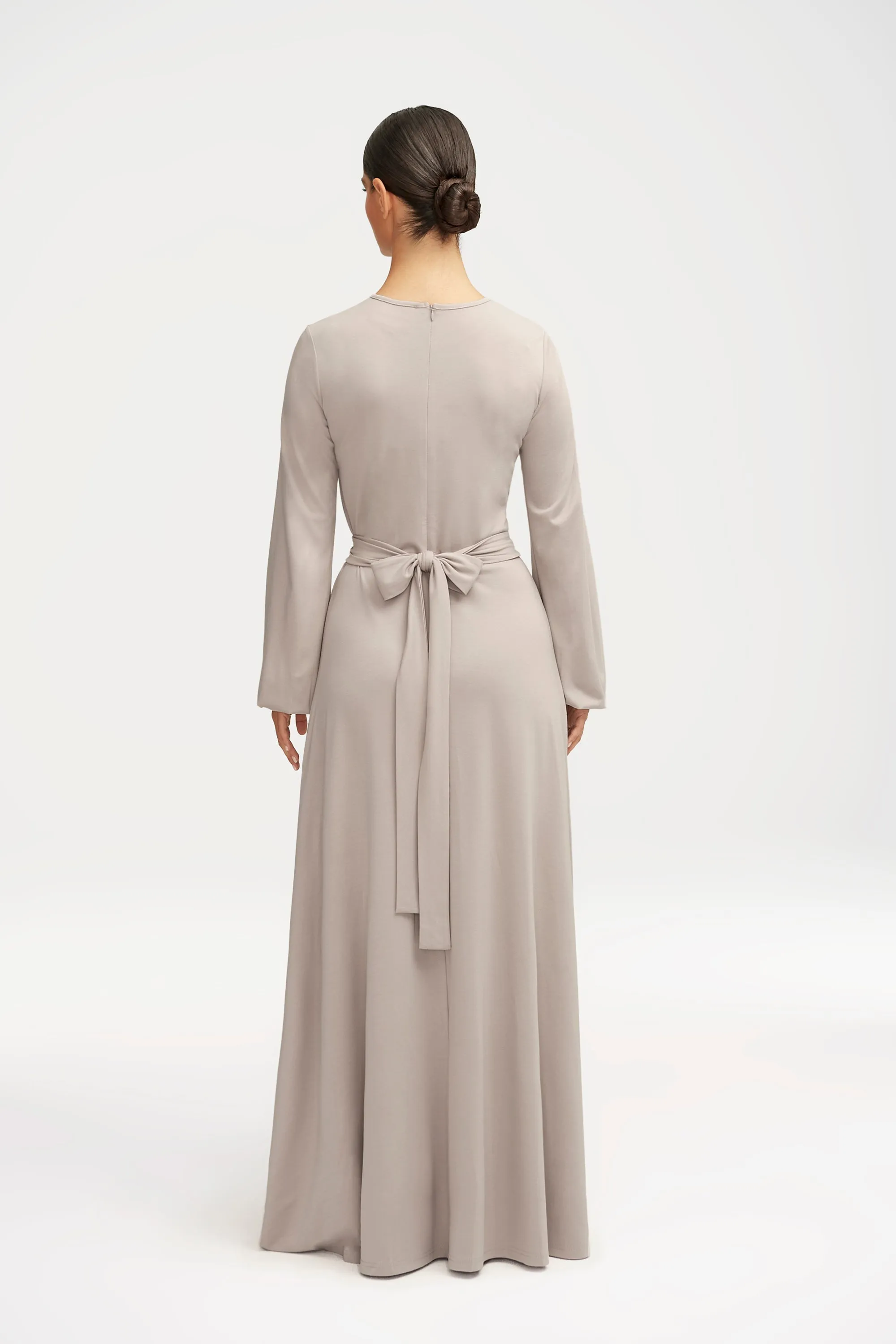 Alice Jersey Tie Waist Maxi Dress - Light Grey