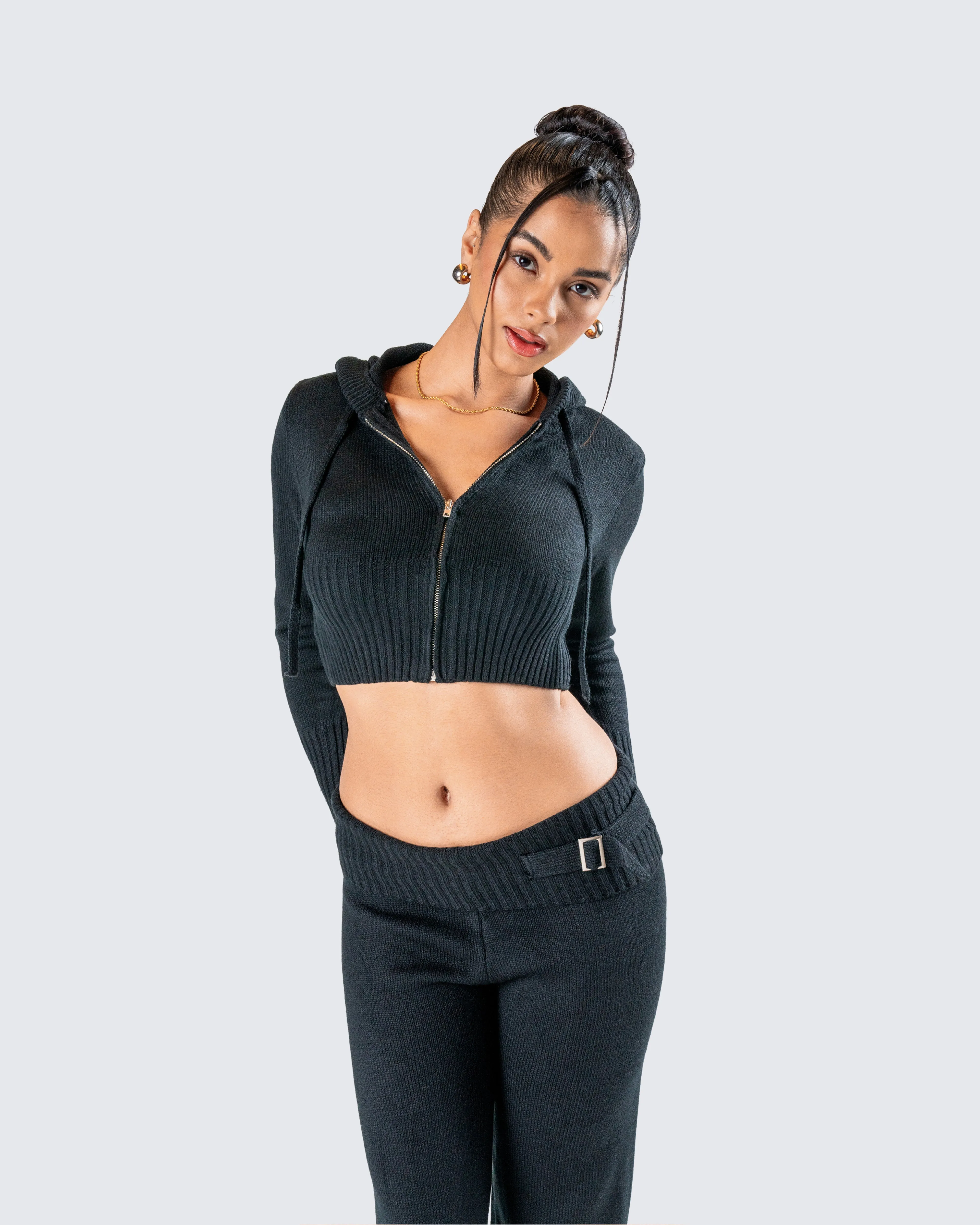 Alyssa Black Knit Set