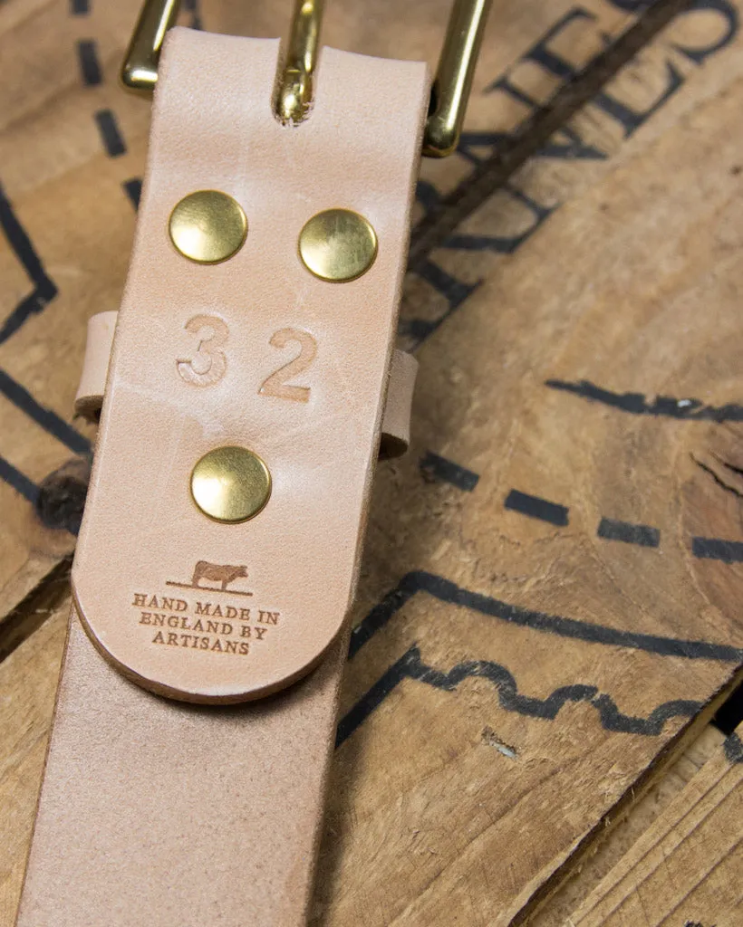 Barnes and Moore Roller Leather Belt - Natural / Brass