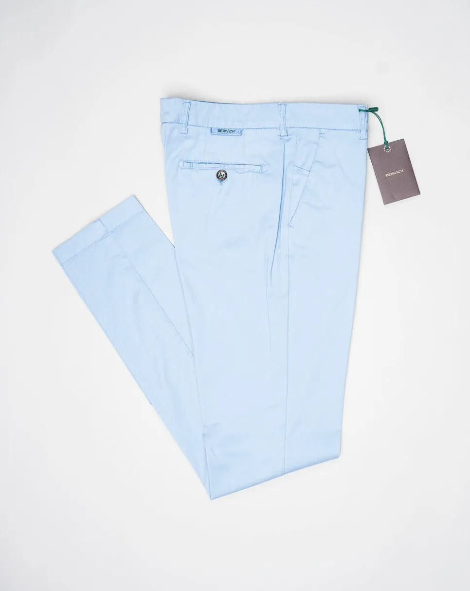 Berwich Morello Garment Dyed Cotton & Silk Chinos / Azzurro