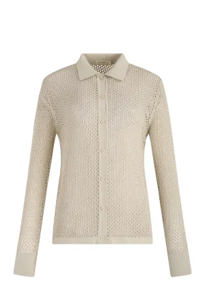 Birch Openwork Knit Button Down Top