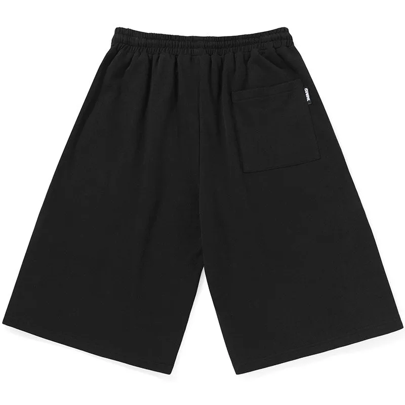 Black Color Block Reflective Stripes Pocket Shorts