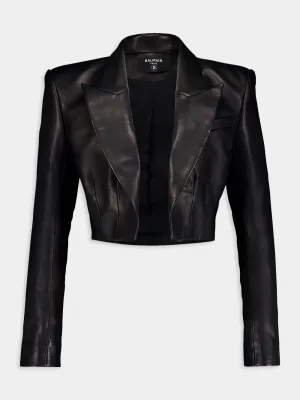 Black Leather Cropped Jacket