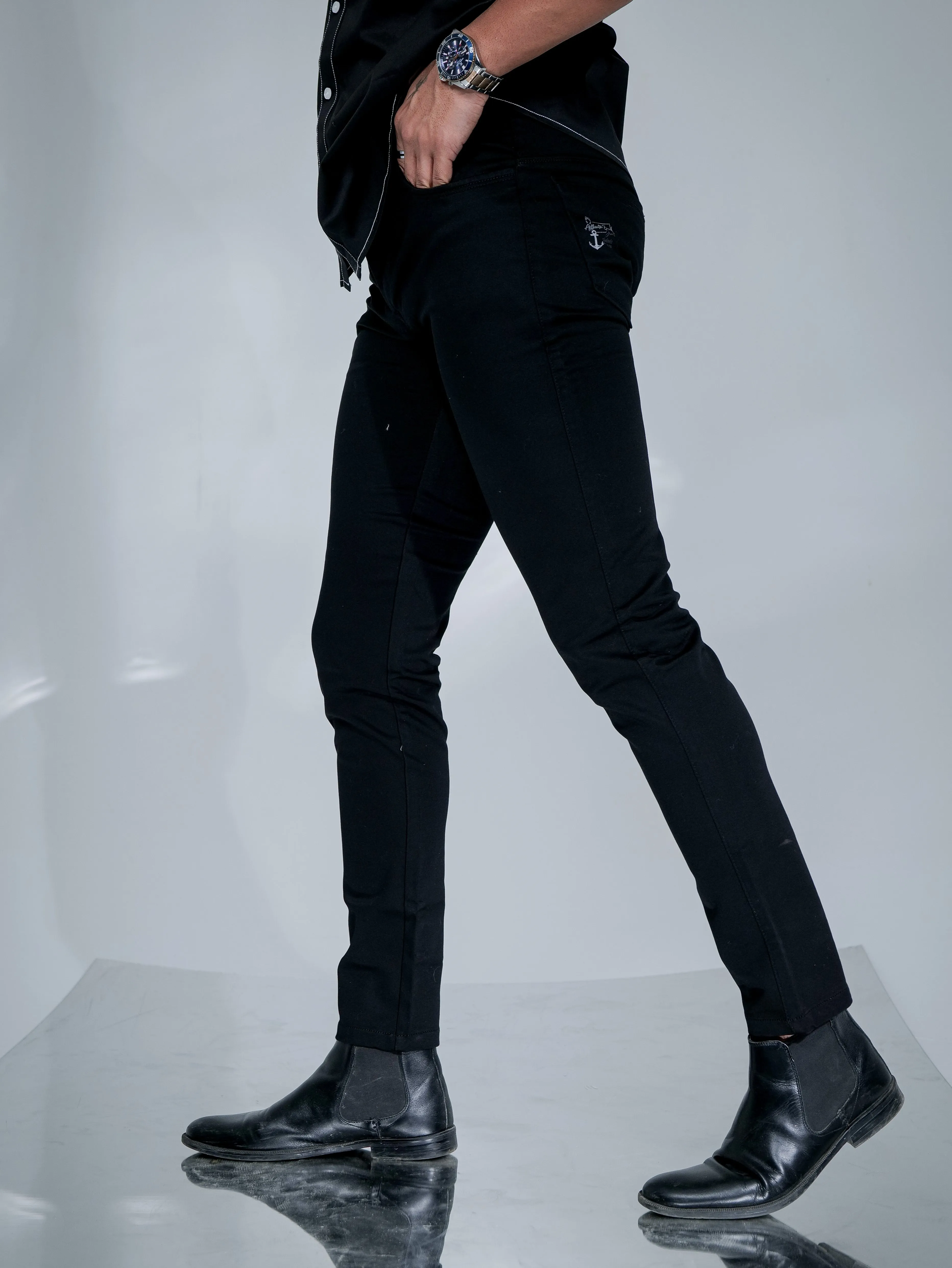 Black Stretch Cotton Chinos