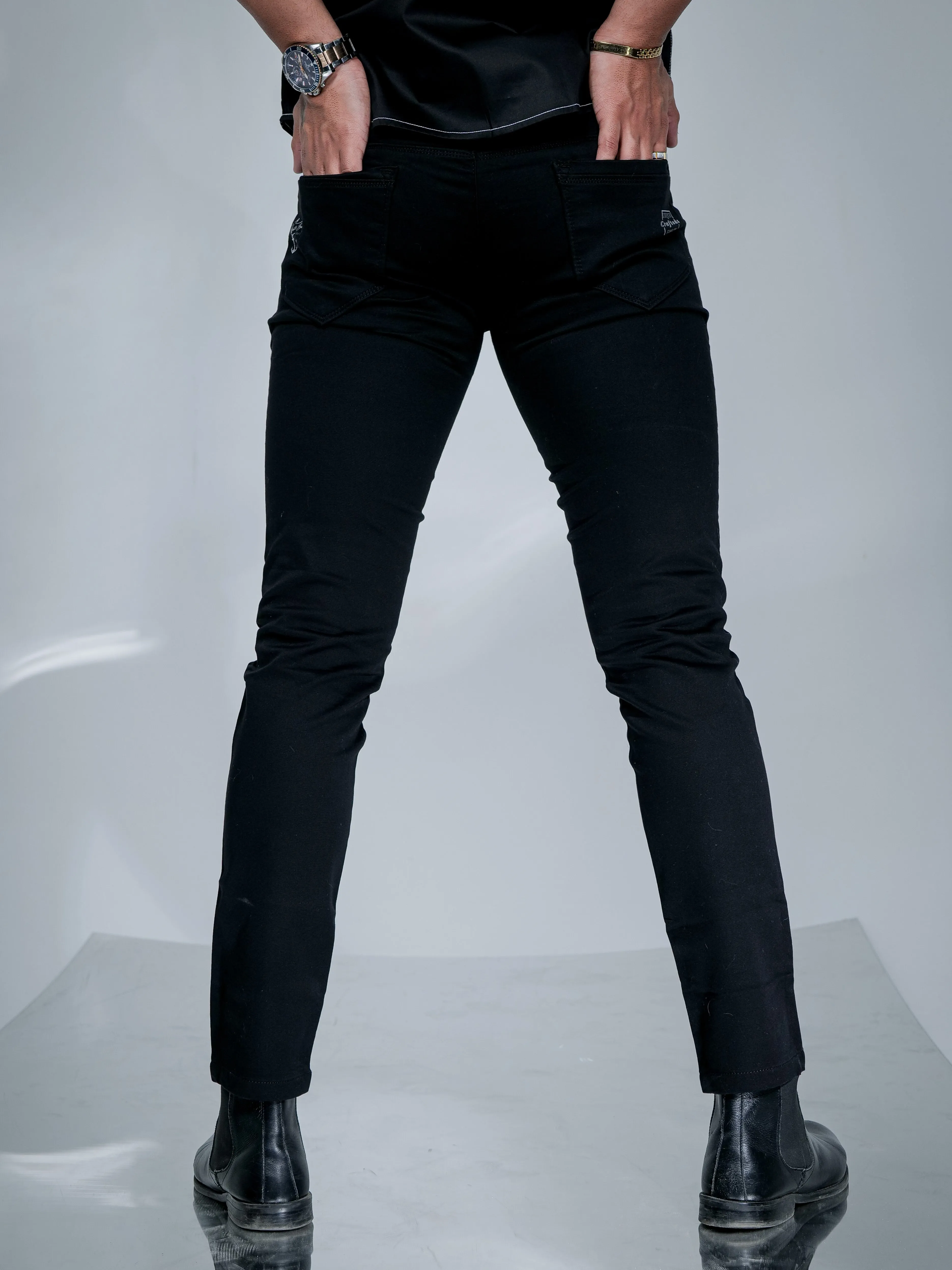 Black Stretch Cotton Chinos