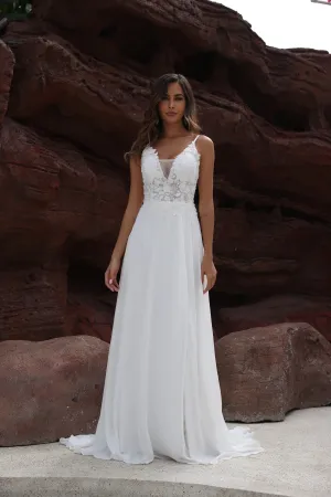 Boho Wedding Dresses for Bride 2024 A Line Chiffon Lace Vintage Bohemian Bridal Dresses for Women Plus Size Beach Wedding Gowns