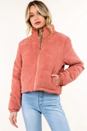 BRICK CROPPED CORDUROY PUFFER JACKET