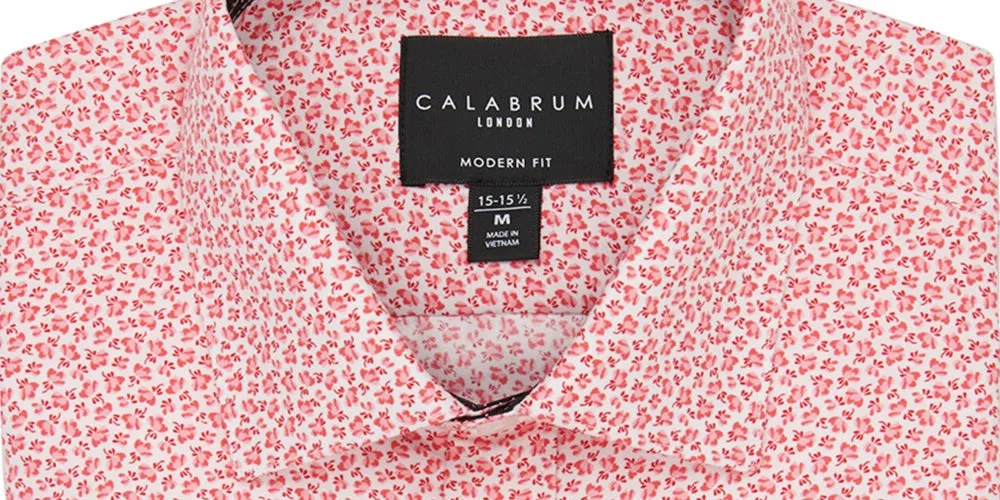 Calabrum Men's Regular Fit Performance Dress Shirt Red Size S