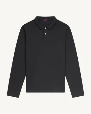 Carlos cotton long-sleeved polo shirt Black