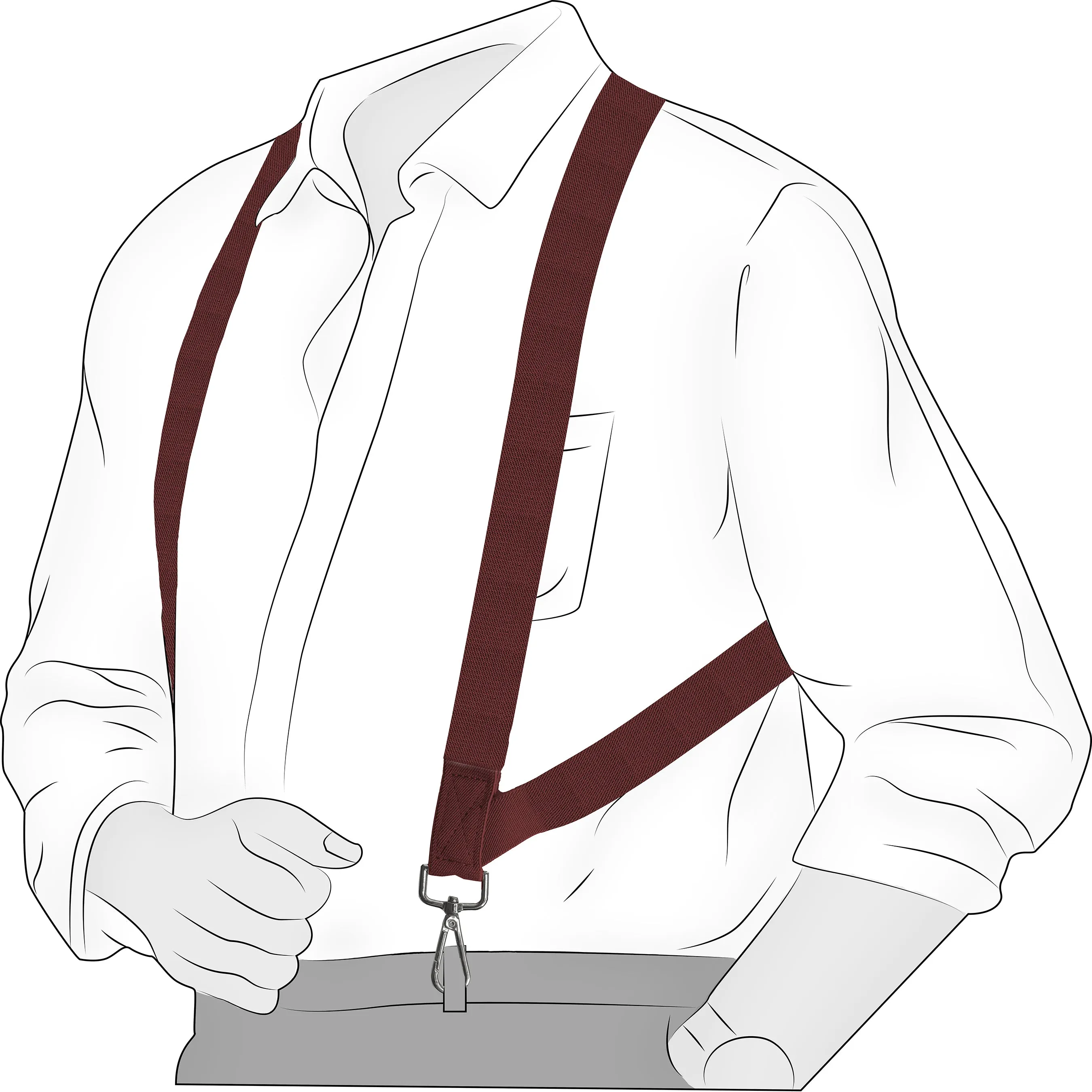 Chokore X-shaped Snap Hook Suspenders (Wine Red)