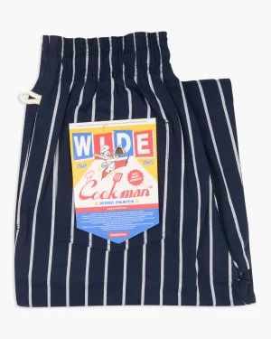 Cookman Wide Chef Pants - Stripe Navy