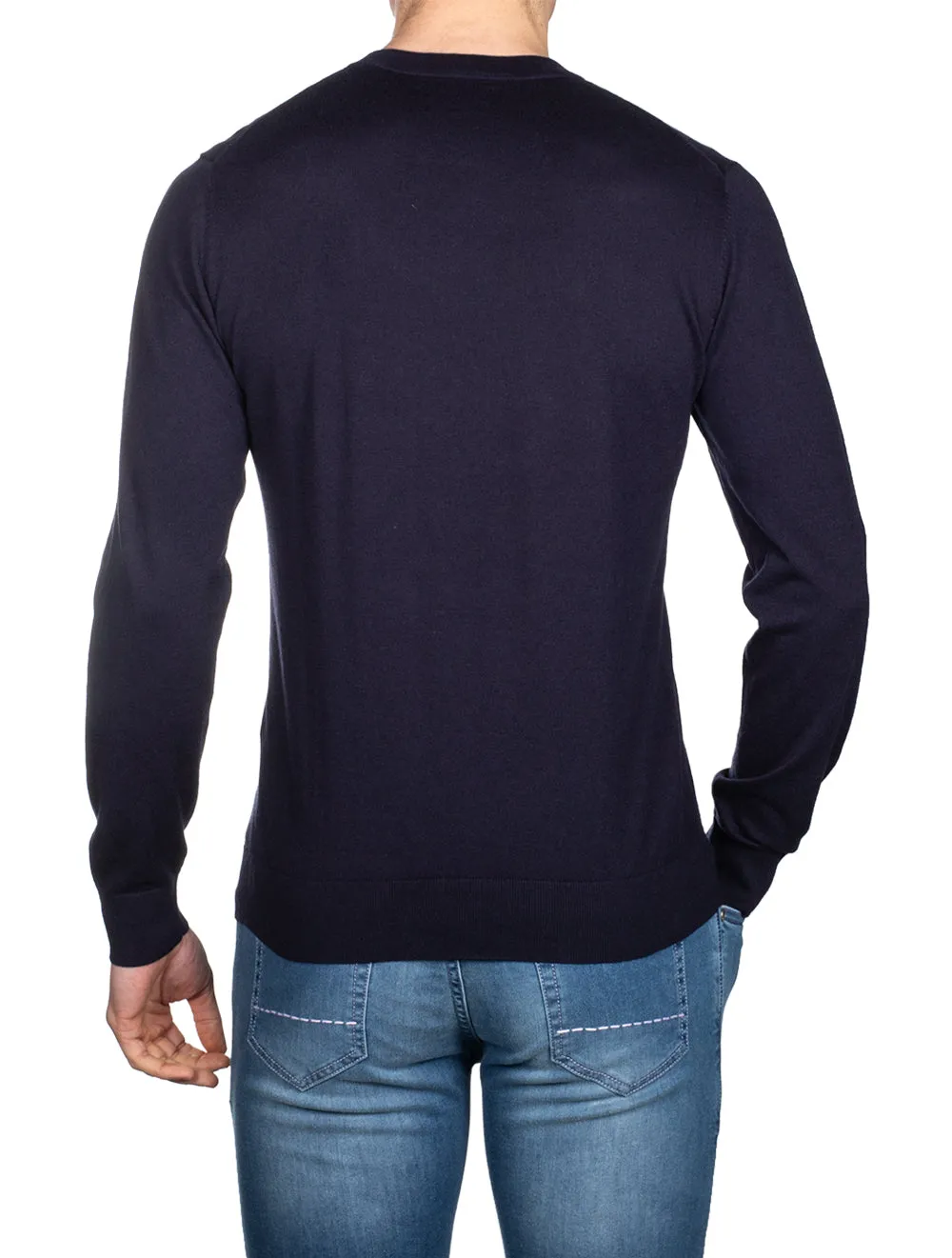 Cotton Cashmere Crew Neck Evening Blue