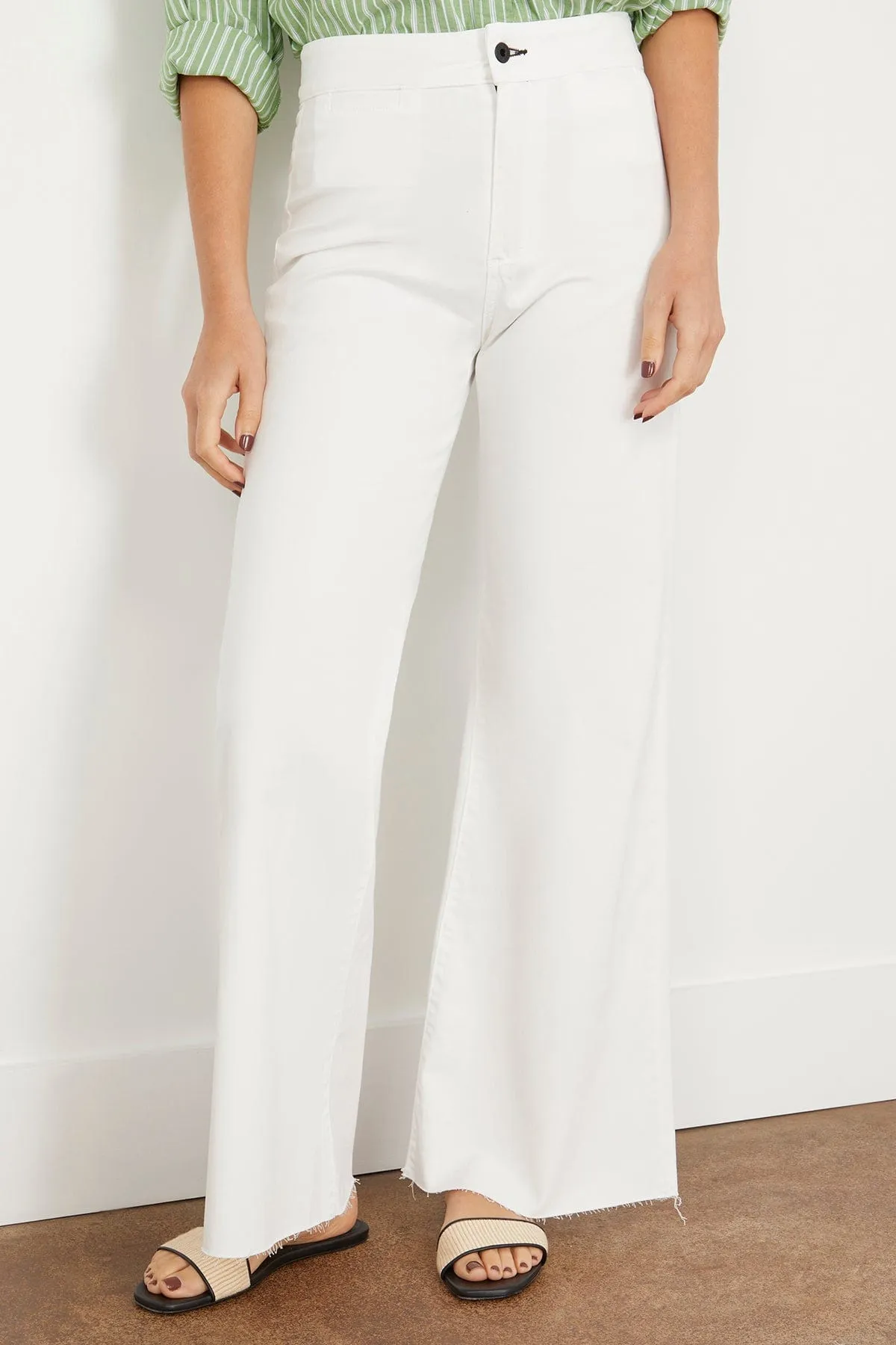 Cropped Brighton Twill Pant in Ivory