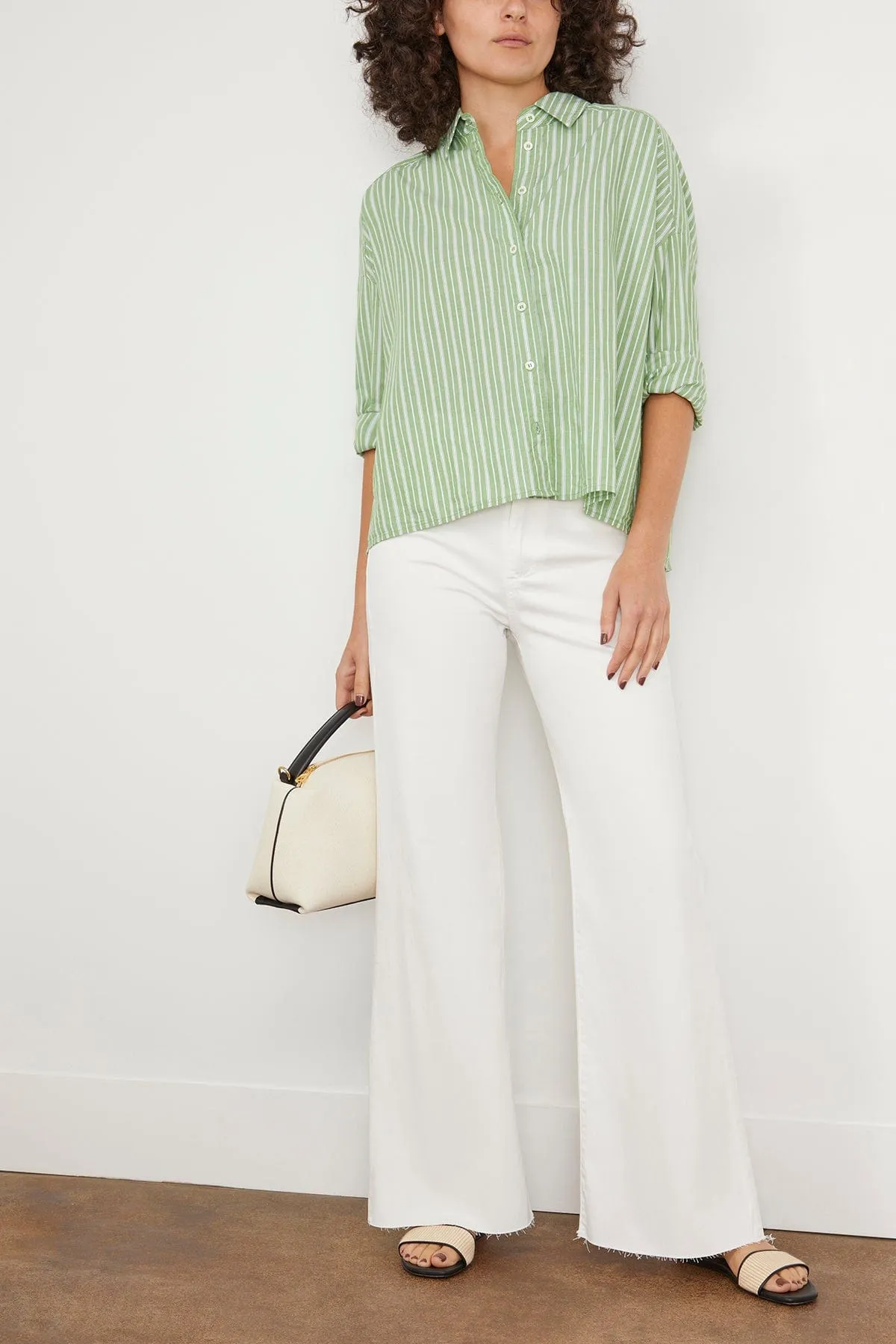 Cropped Brighton Twill Pant in Ivory