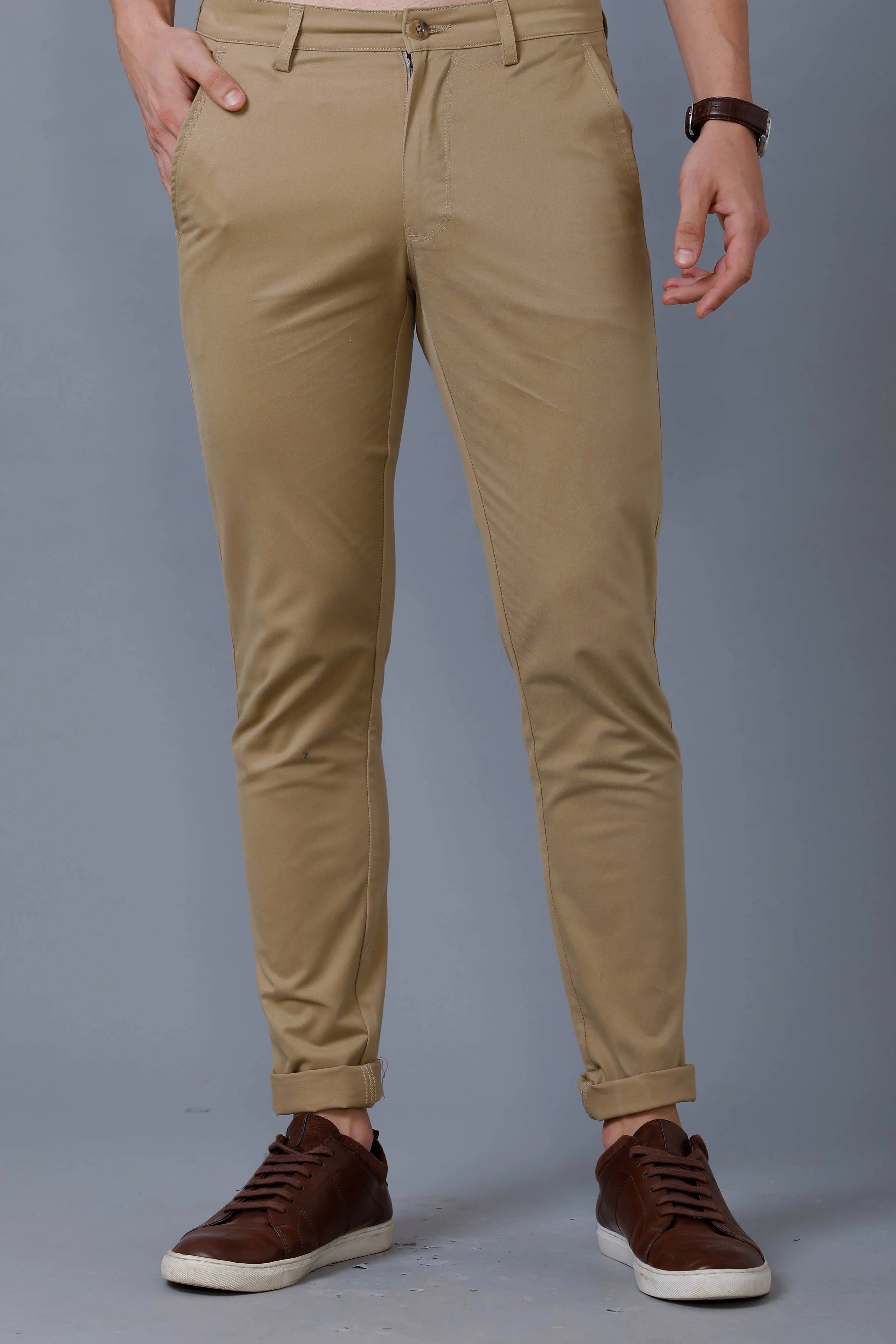 DARK CREAM - 2 way stretch - COTTON PANT