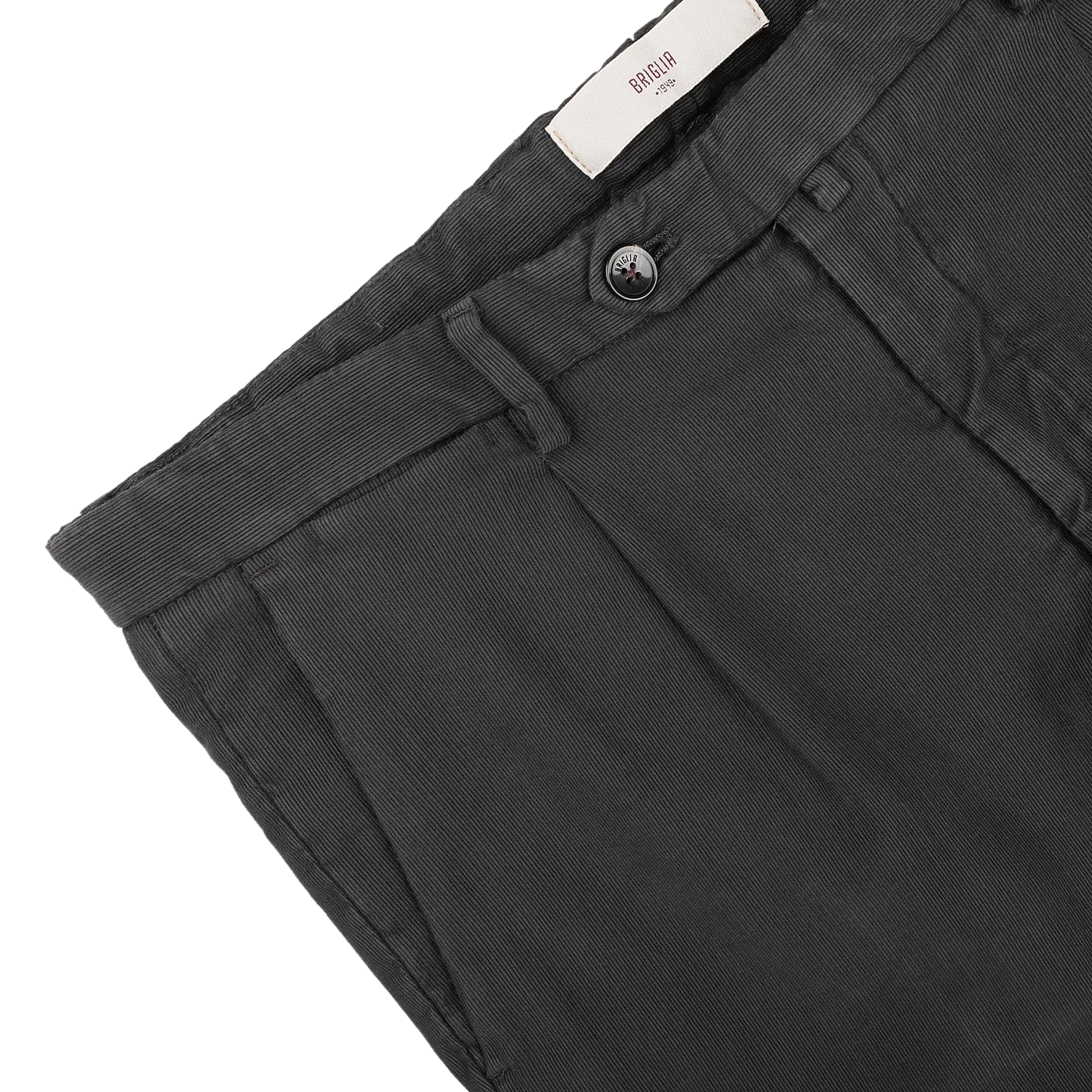 Dark Grey Cotton Twill BG21 Pleated Trousers