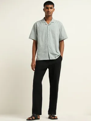 ETA Black Melange Relaxed-Fit Mid-Rise Cotton Blend Chinos