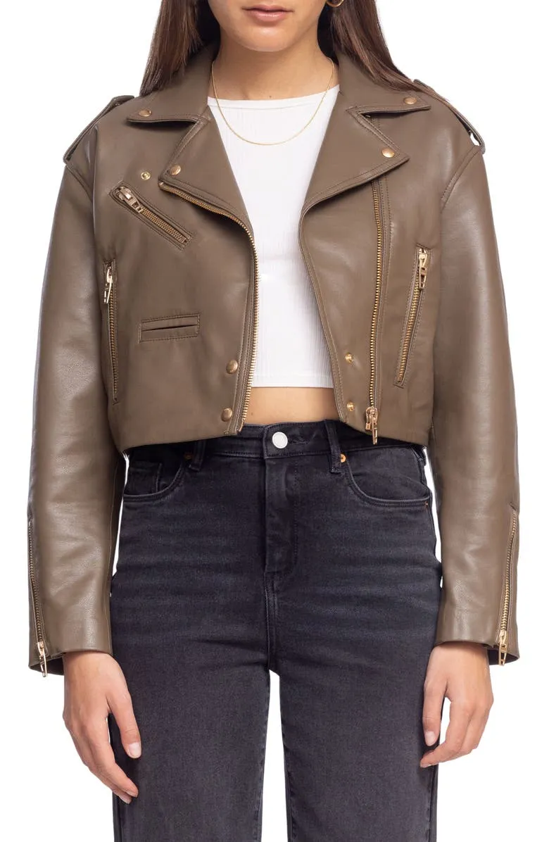 Faux Leather Crop Moto Jacket