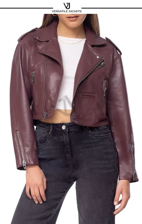 Faux Leather Crop Moto Jacket