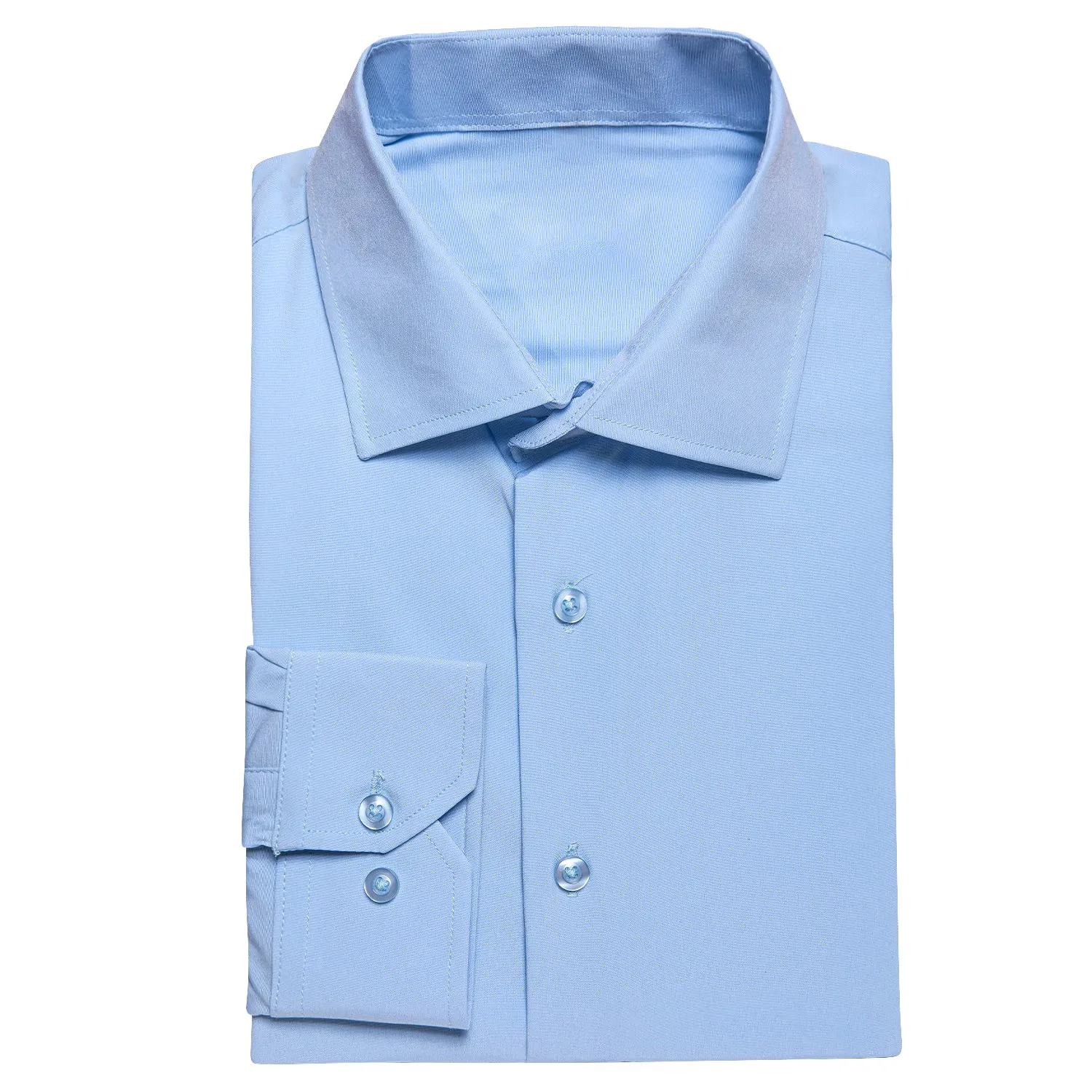 Hi-Tie Dress Shirt Sky Blue Stretch Men's Long Sleeve Shirt