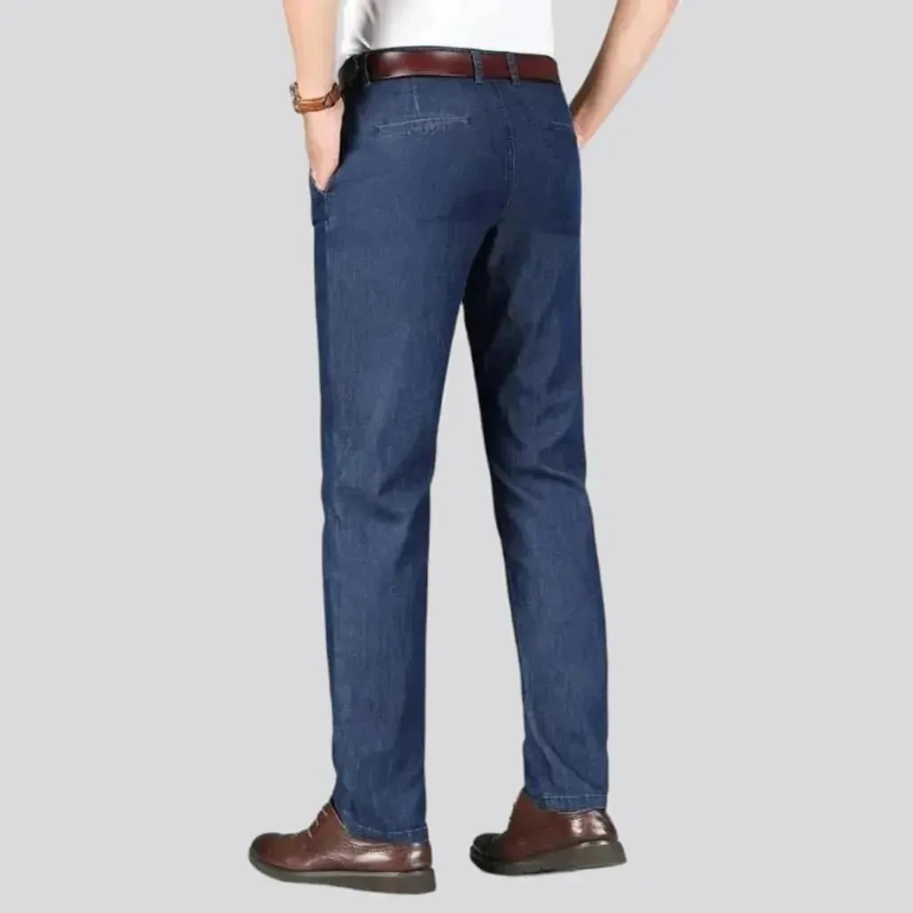 High-waist lyocell denim pants for men