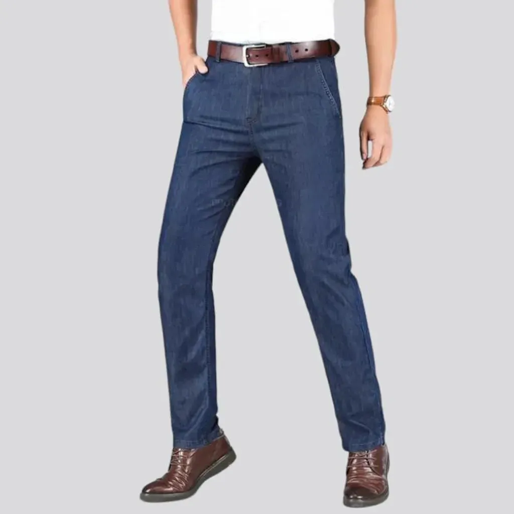 High-waist lyocell denim pants for men