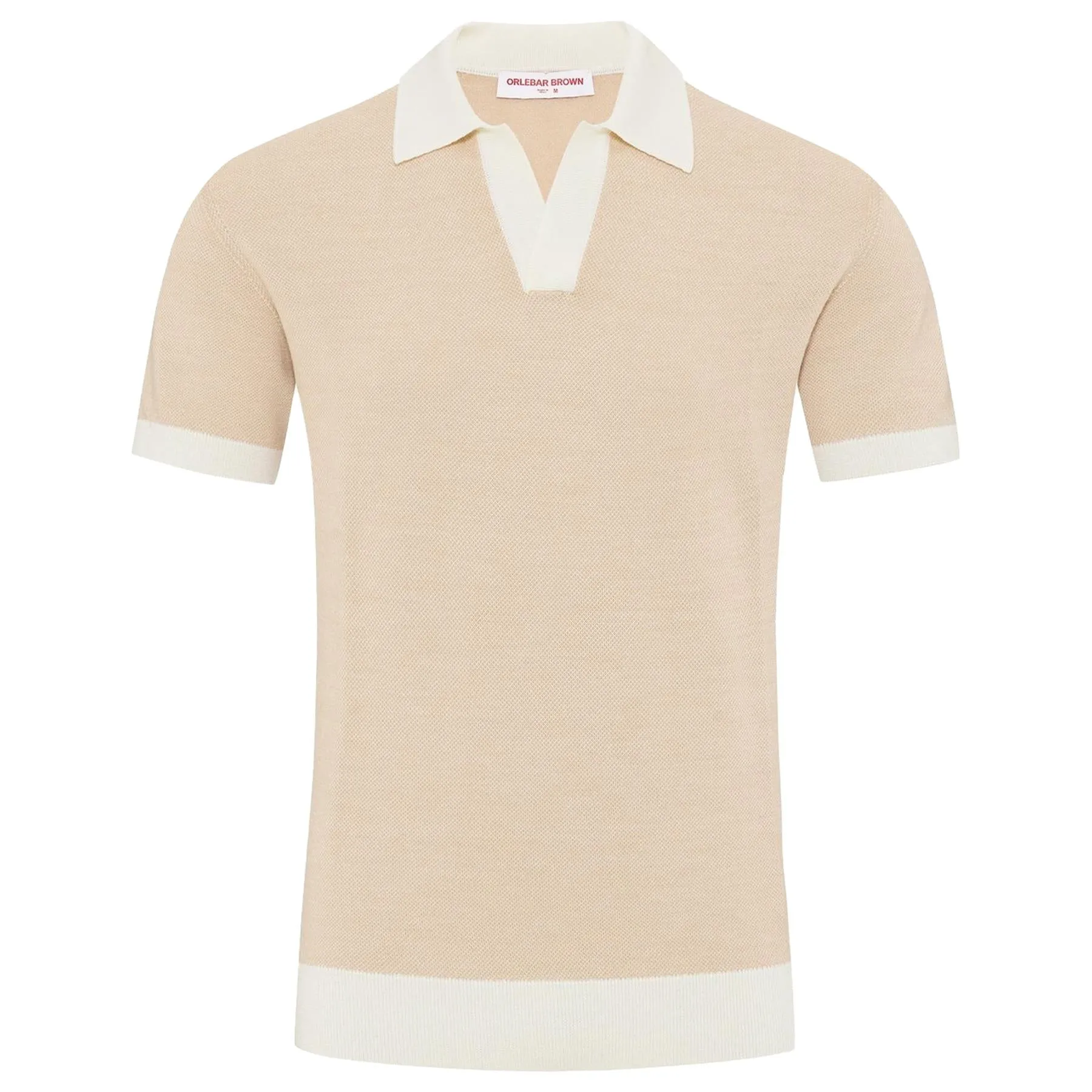 Horton Contrast Polo White Sand/Biscuit - AW24