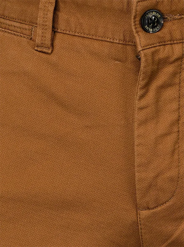 JadeBlue Dark Khaki Self Textured Slim Fit Chinos