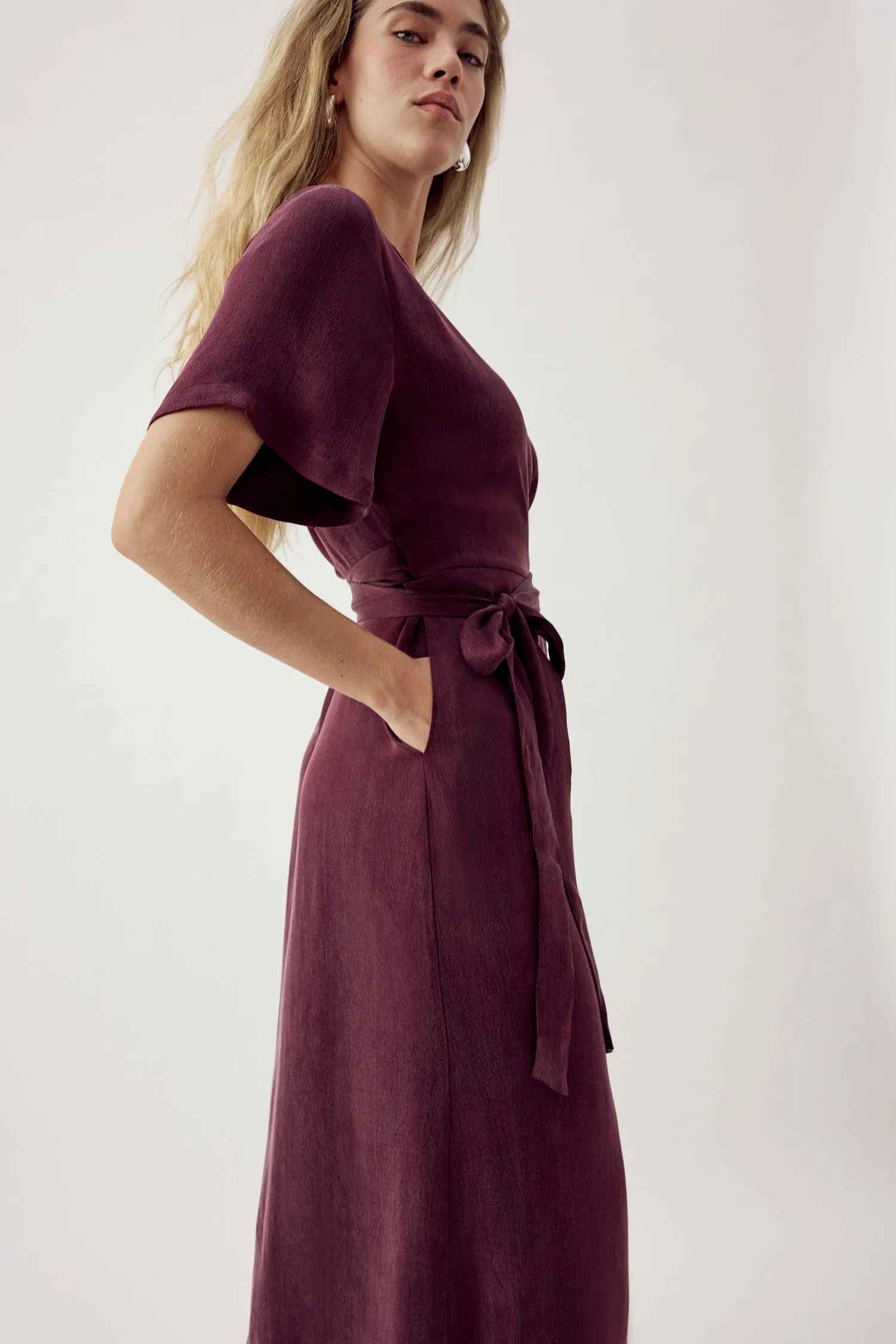 Jaqi Wrap Dress Aubergine