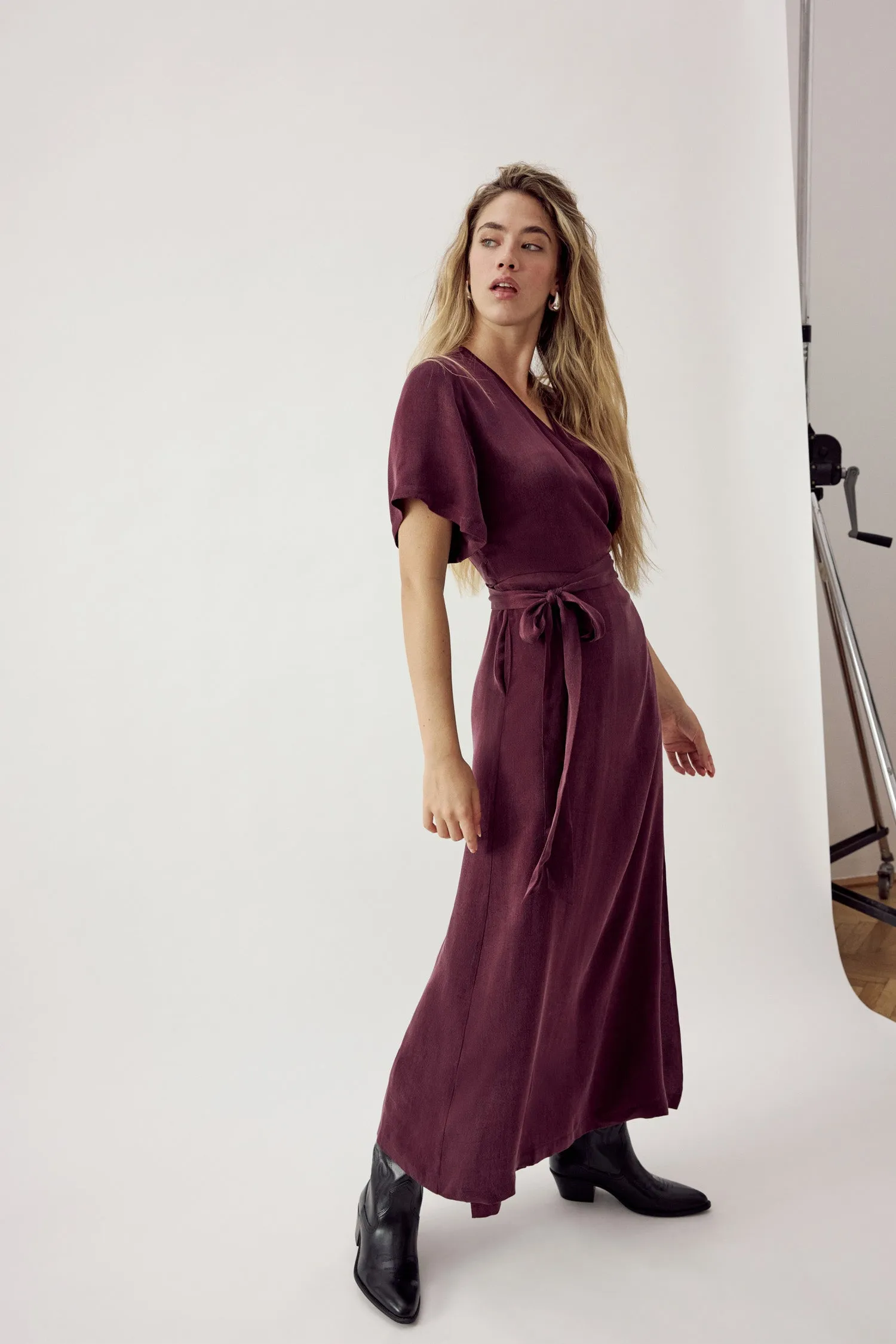 Jaqi Wrap Dress Aubergine