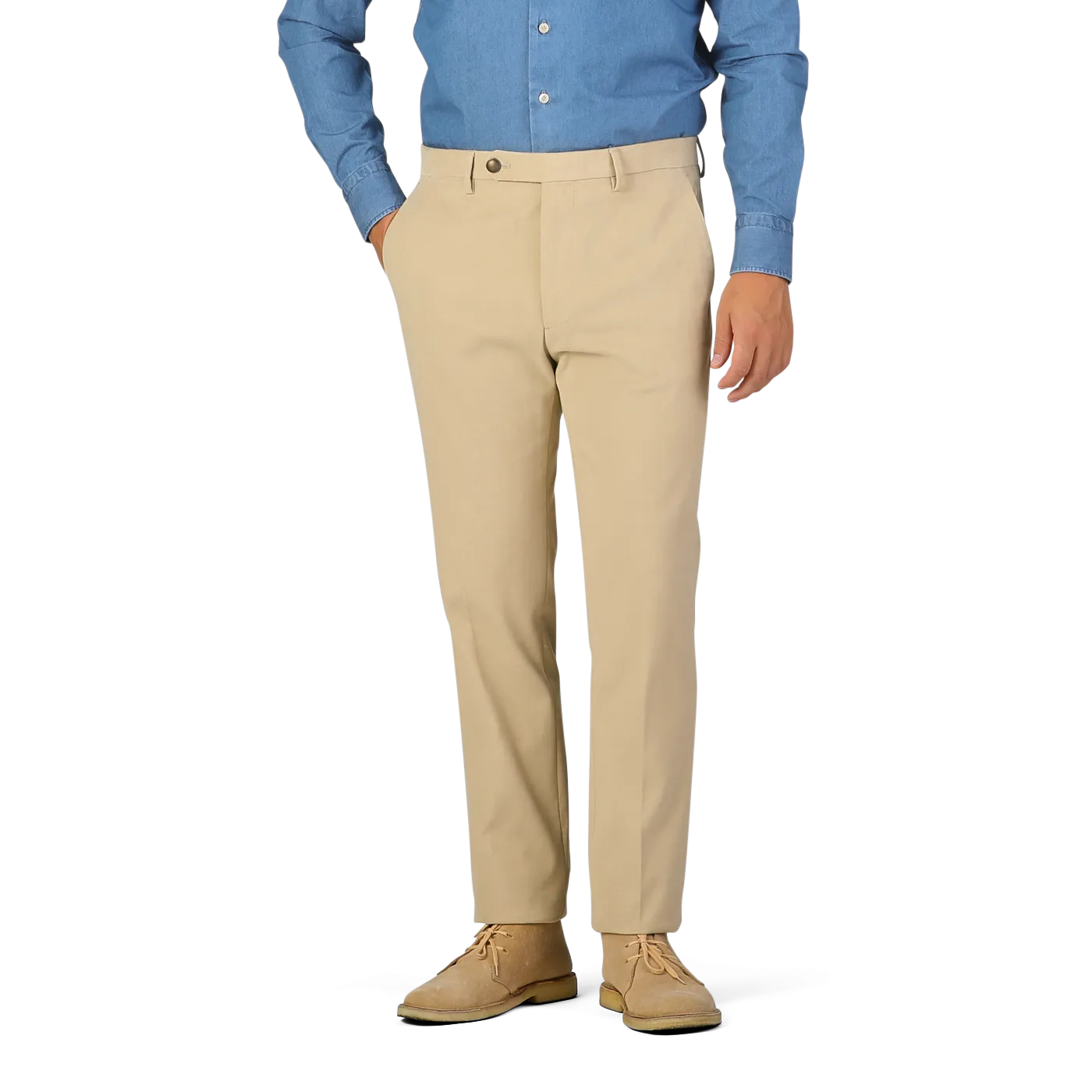 Khaki Beige Cotton Moleskin Trousers