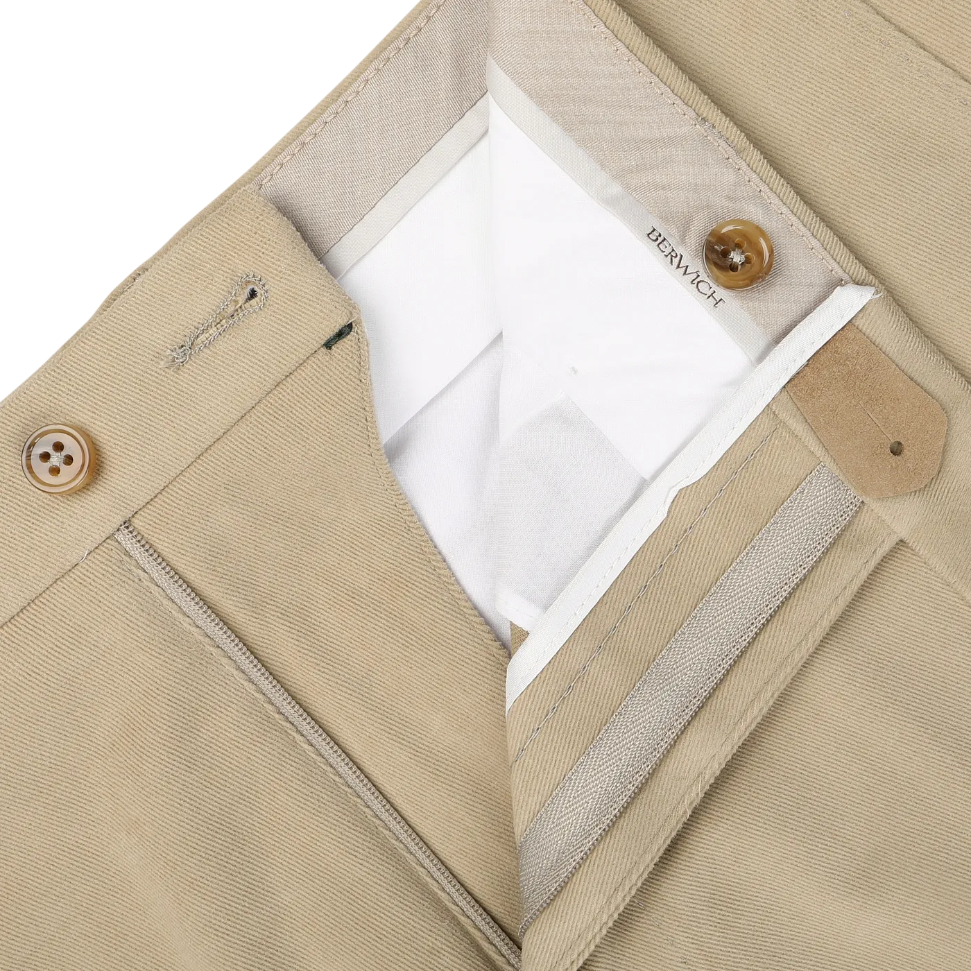 Khaki Beige Cotton Moleskin Trousers