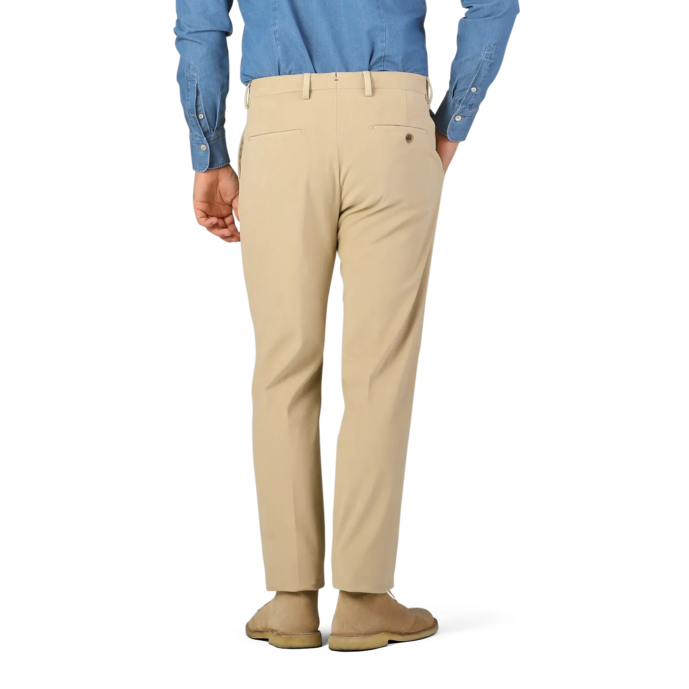 Khaki Beige Cotton Moleskin Trousers