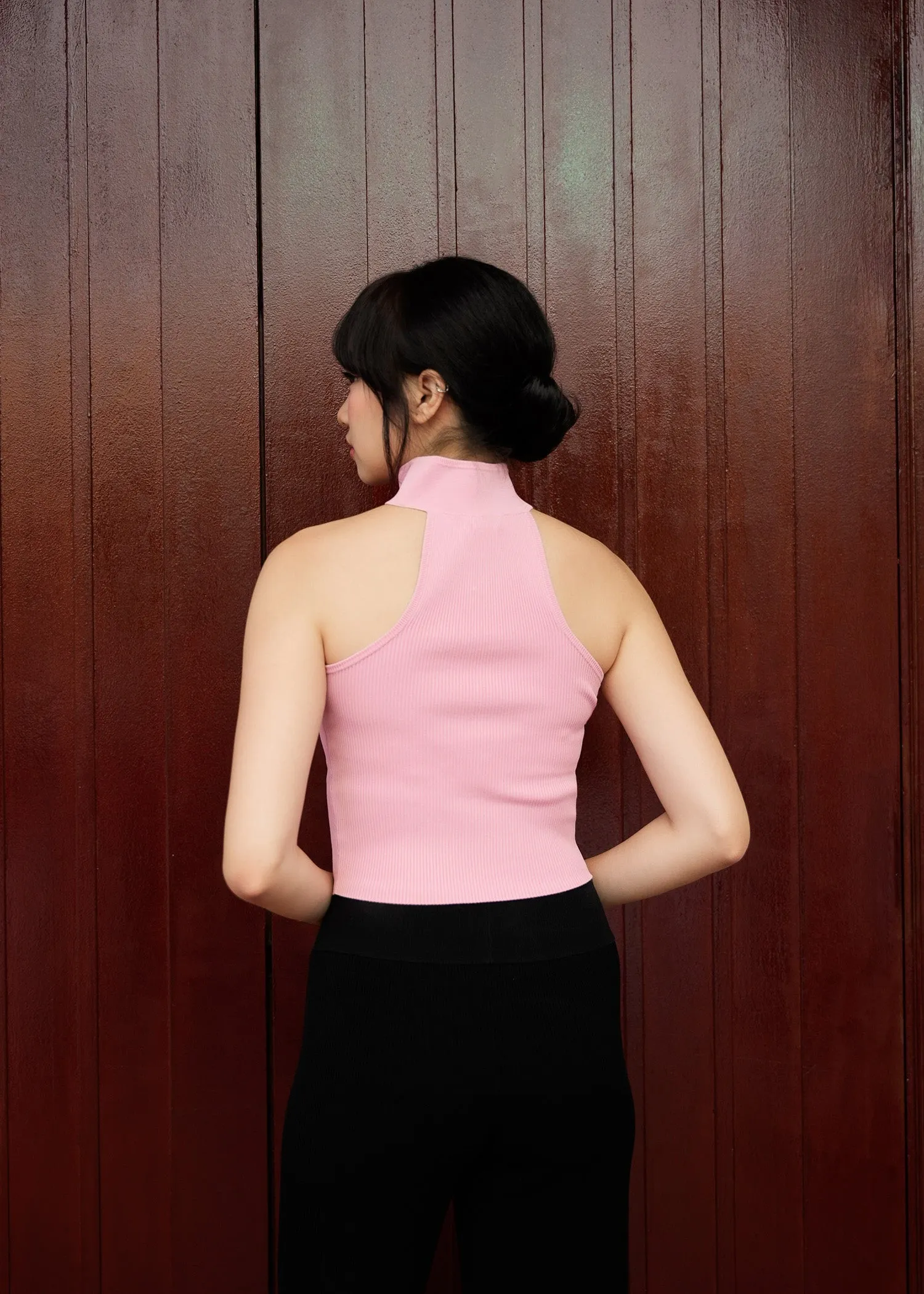 Knitted Qipao Tube Top (Pink)