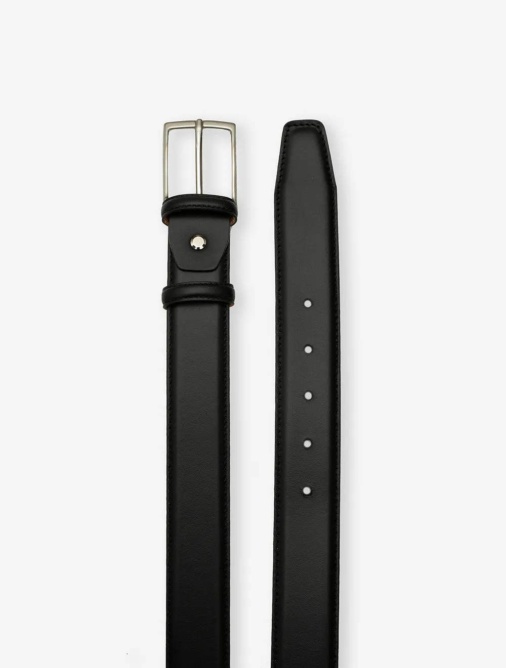 Leather Belt With Stitching Black