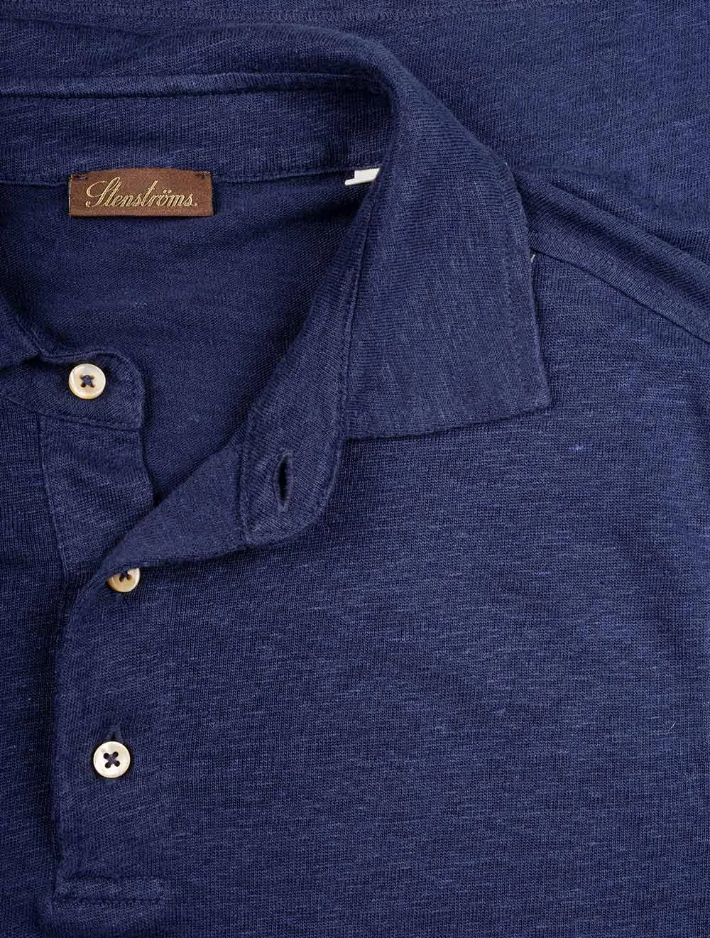 Linen Polo Shirt Navy