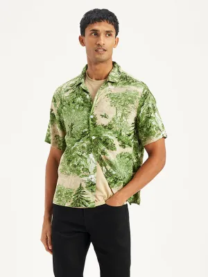 Men's Jacquard Relaxed Fit Camp Shirt