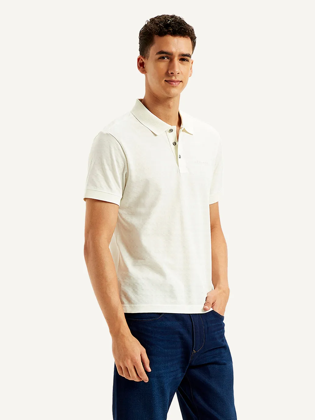 Men's Self Slim Fit Polo T-Shirt