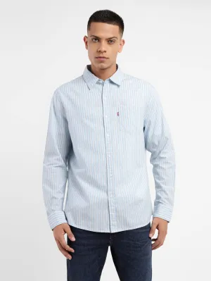 Men's Striped Spread Collar Shirt