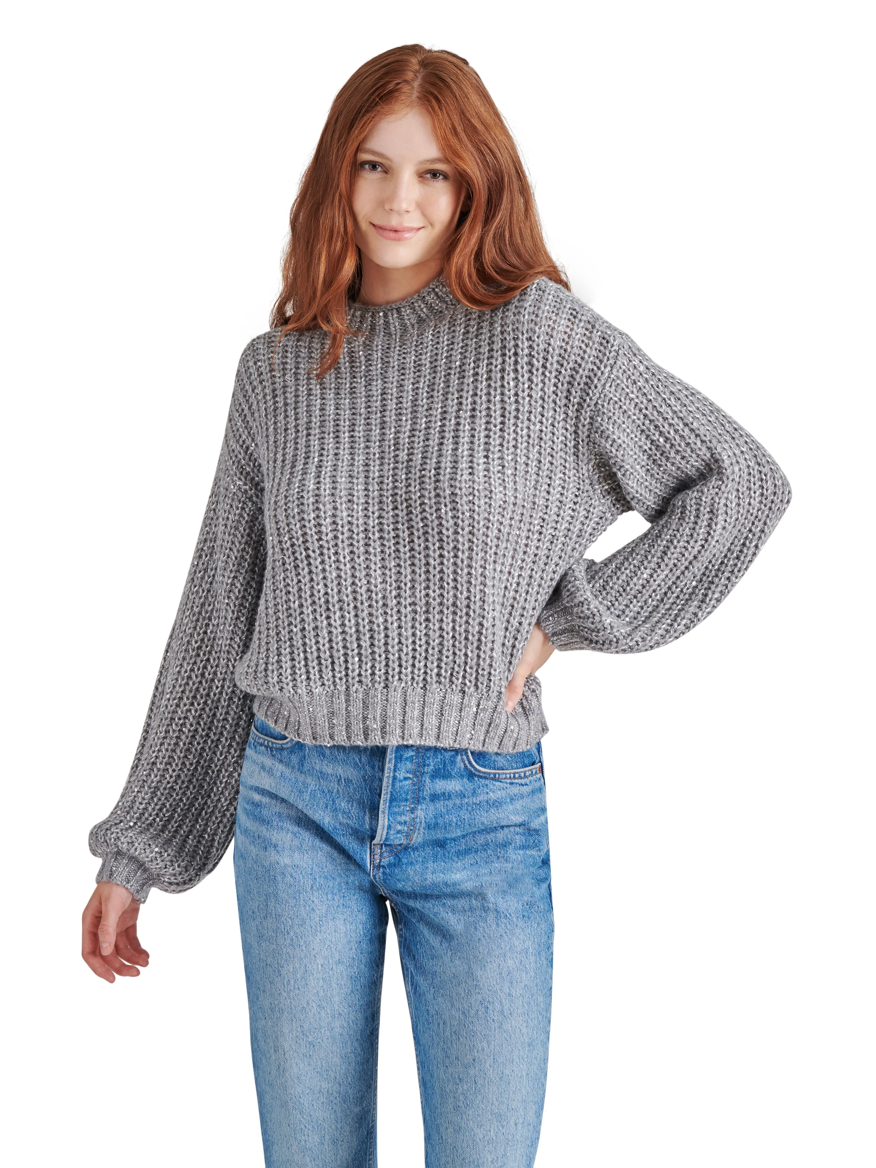 METALLIC KNIT SWEATER