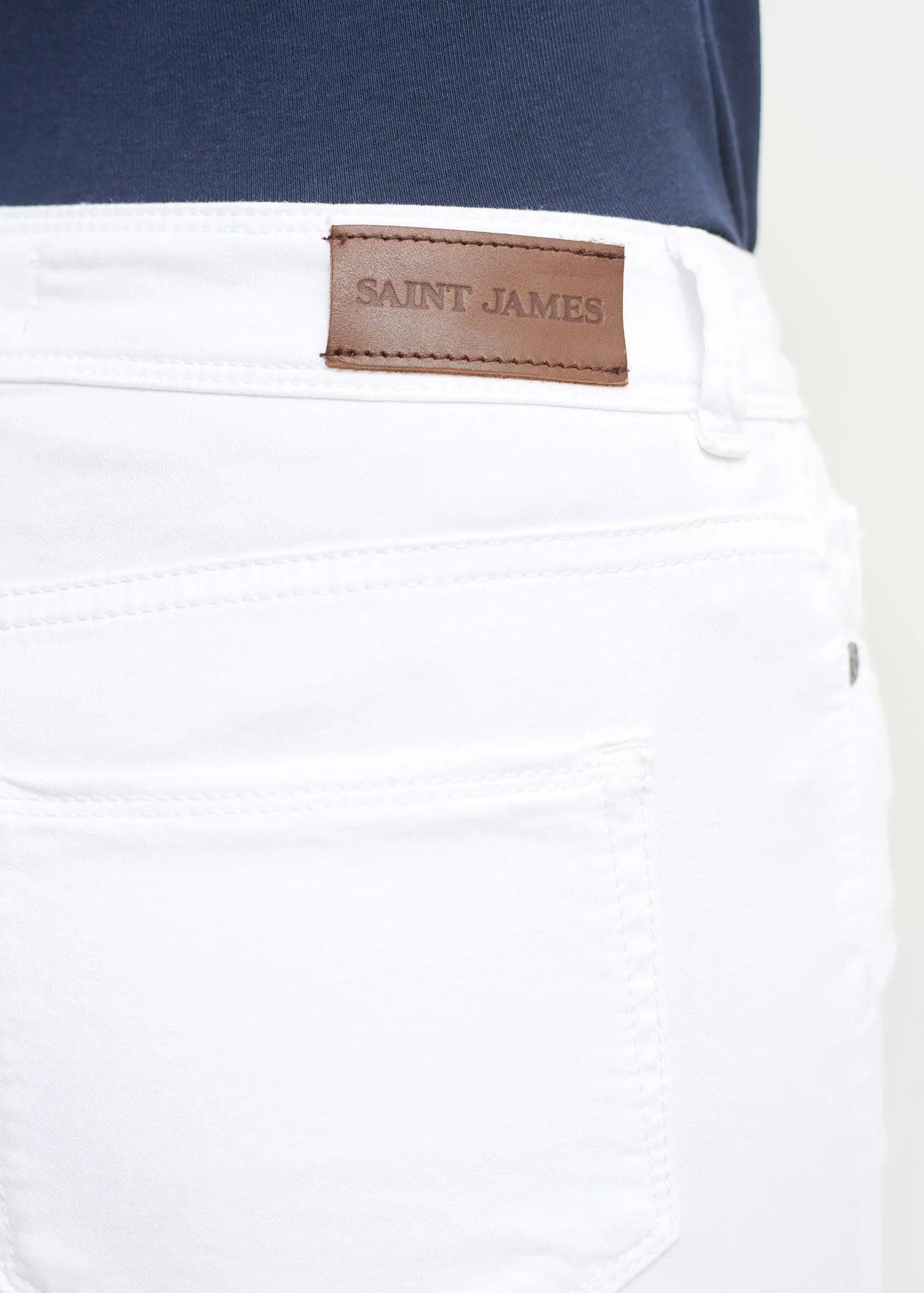 Mimosa high waist pants - slim fit, in stretch cotton (BLANC)