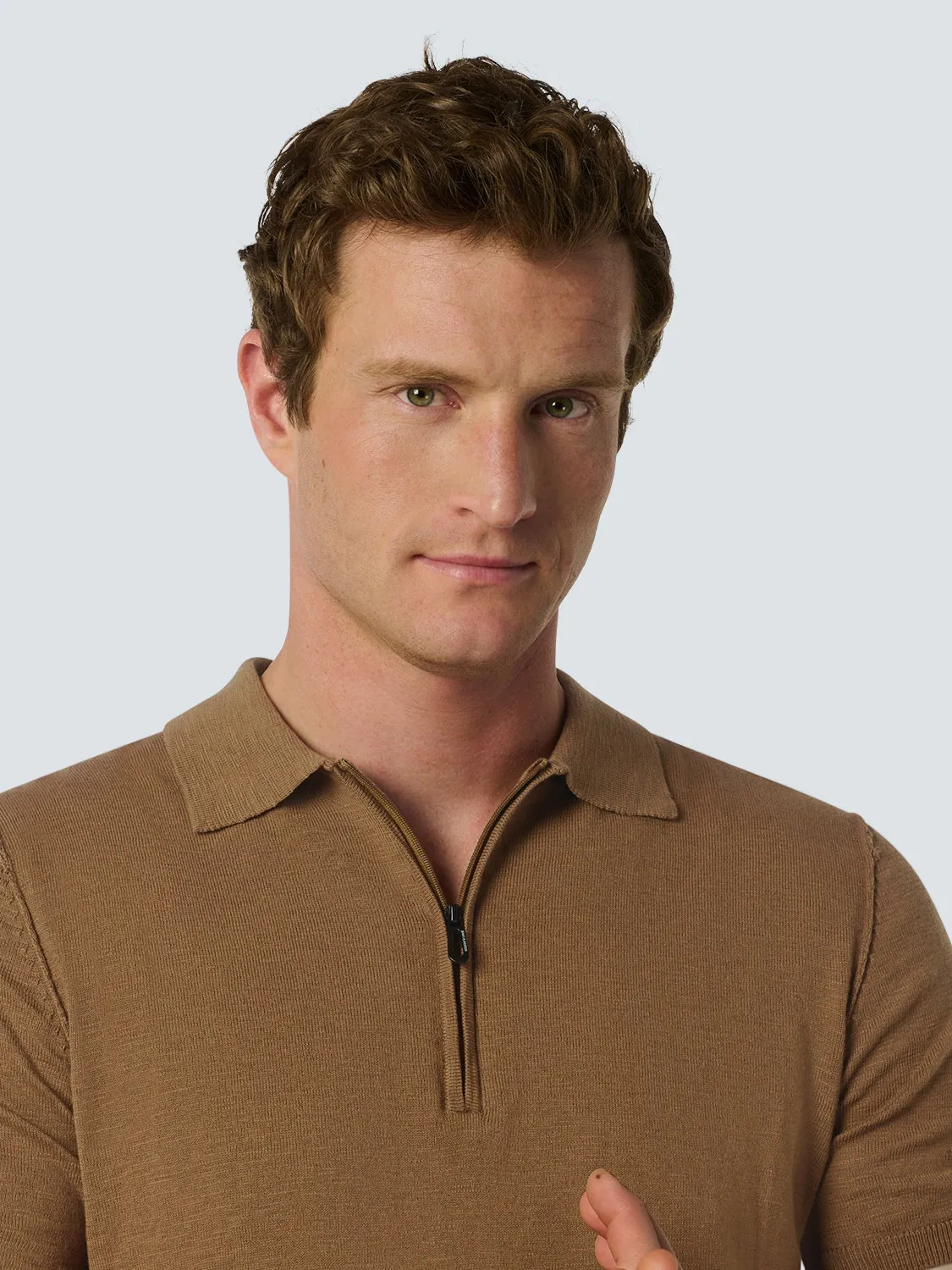 Modern Zip-Collar Polo – Timeless Style | Brown