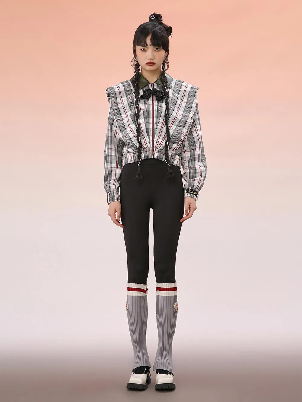 MUKZIN Plaid Cropped Top Coat