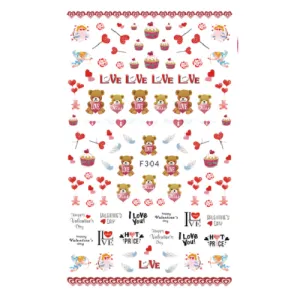 Nail Decal Sticker - F304 Teddy Bear Love