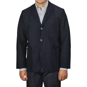 Navy Blue Birdseye Tweed 3 Button Jacket