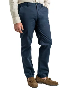 Navy Twill Stretch Cotton Chino Trousers